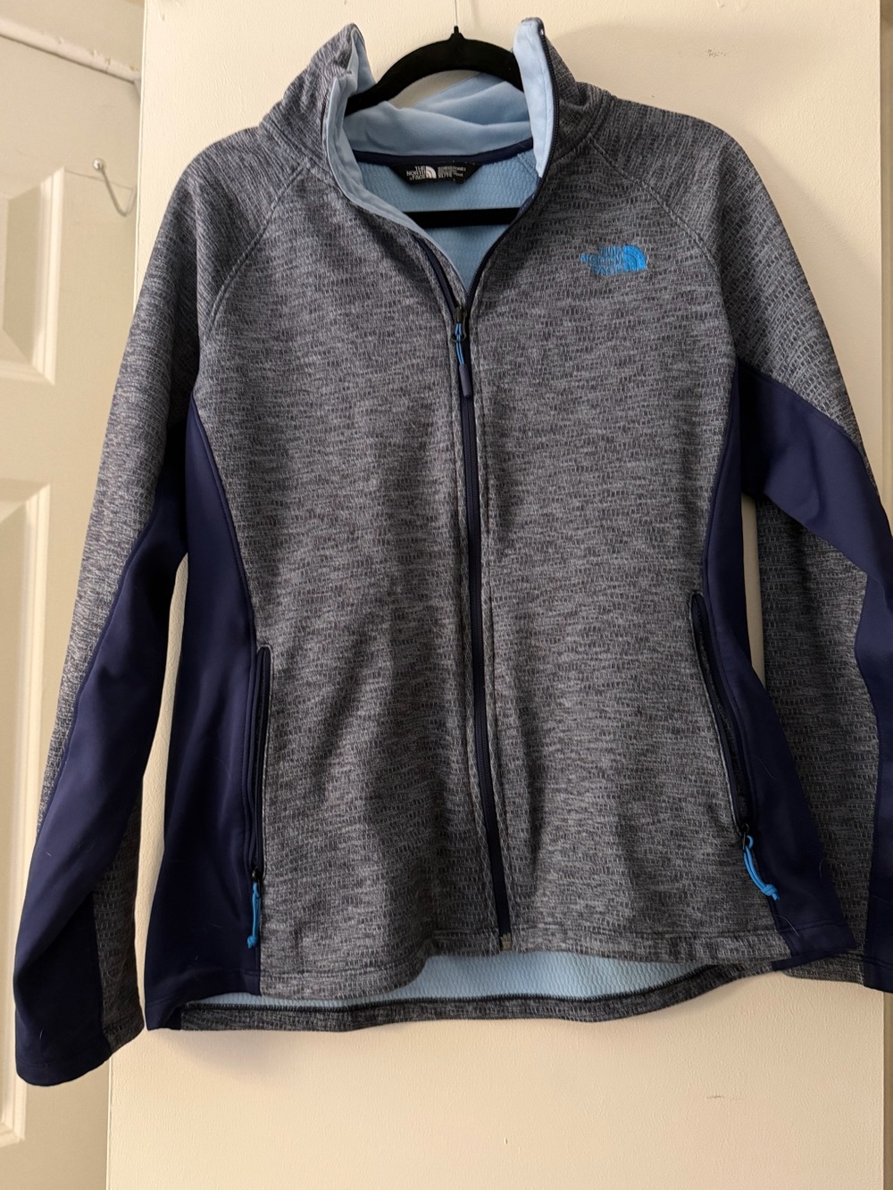 The North Face Girls' Heather Gray & Navy Full-Zip Jacket